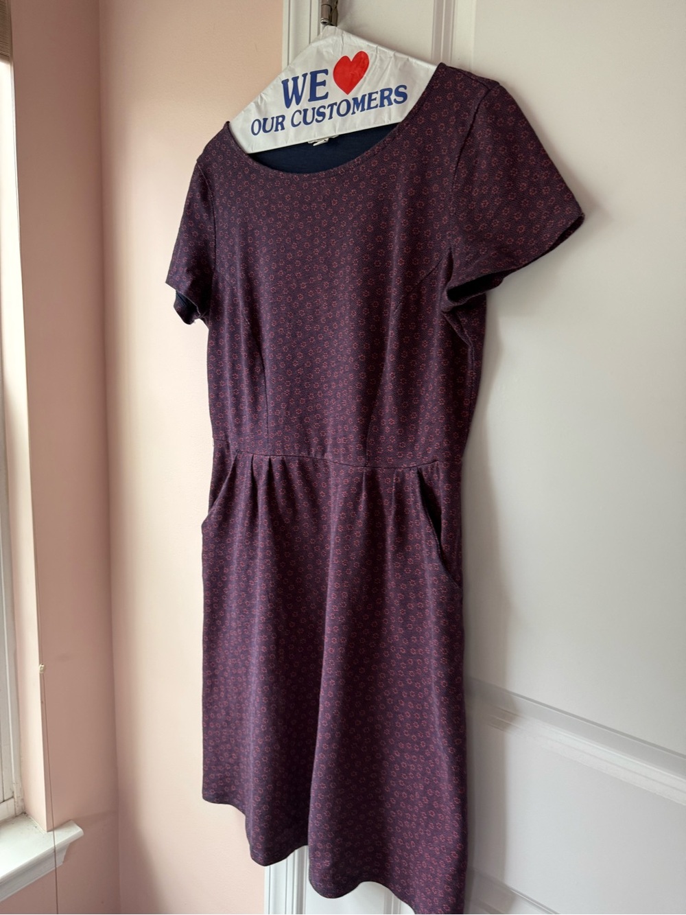 Boden Plum Print Short-Sleeve Midi Dress